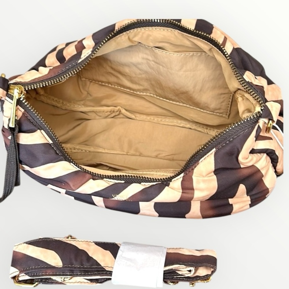 NWT Vince Camuto Nylon Crossbody Clutch bag Brown Zebra print zip closure 11”x8” - Picture 9 of 11
